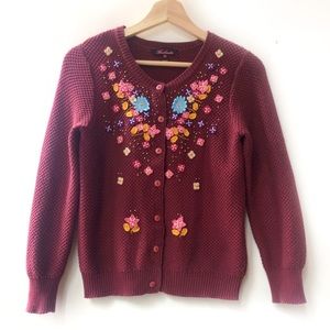 Heatherette Knit Sweater w/ Floral Appliqués!